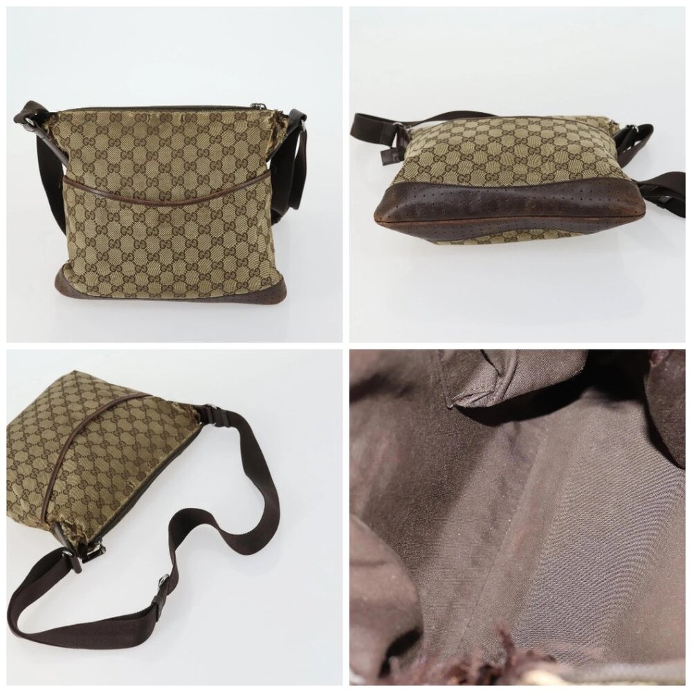 GUCCI GG Canvas Web Sherry Line Shoulder Bag 5 Set Beige Red Auth fm4976 - Picture 15 of 16